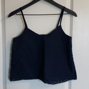 Hollister Navy Blue Eyelet Small Crop Cami